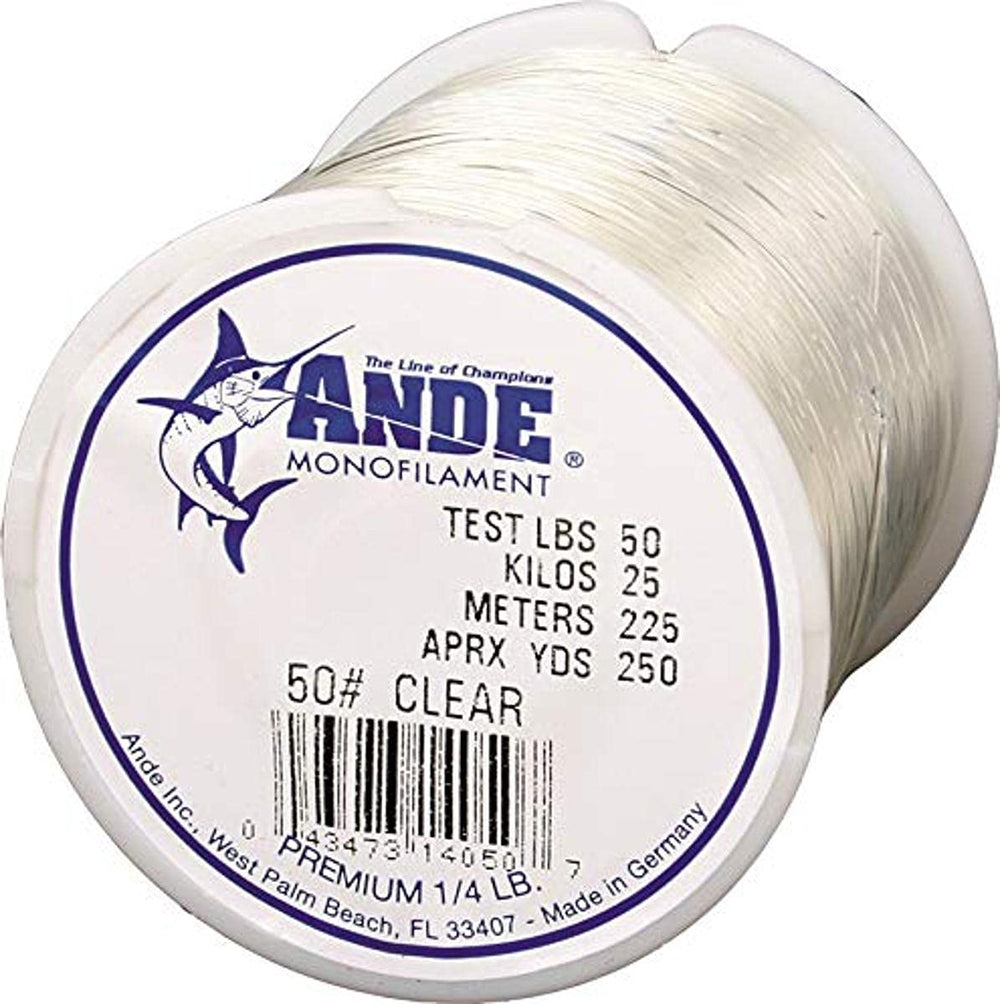 ANDE monofilament line, clear spool, 50 lb test for strong fishing setups