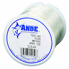 ANDE Premium monofilament line in clear 50-yard spool for versatile fishing and strong knots