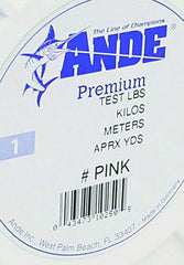 ANDE pink monofilament line on spool emphasizes abrasion resistance in action
