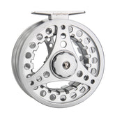 ANGLER DREAM Silver/Black reel front view shows large arbor for smooth retrieves