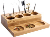 Wooden Angler Fly Tying Tool Organizer with 33 tool openings