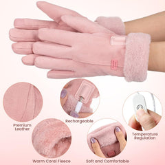 Angoily heated gloves with touchscreen-friendly fingertips for easy device use.