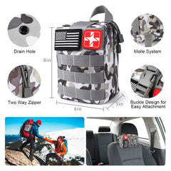 ANJIME survival kit MOLLE system back strap — versatile attachability for backpacks and vests.