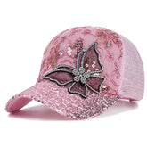 ANKOMINA butterfly cap front view showing glittering sequin design for sunny days