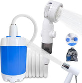 Ann Katy portable camping shower pump ready for travel and outdoor use.