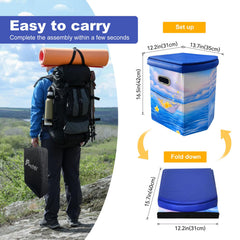 Ann Katy Upgrade XL Portable Toilet folded compact storage for backpacking.