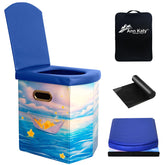 Ann Katy Upgrade XL Portable Toilet front view, comfortable height for adults on outdoor trips.