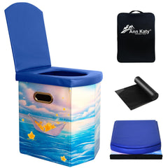 Ann Katy Upgrade XL Portable Toilet front view, comfortable height for adults on outdoor trips.