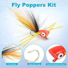 Sunfish and trout popper flies assortment including salmon