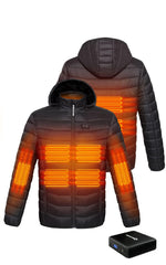 ANTARCTICA GEAR heated jacket front view highlighting core heat zones for cold-weather comfort