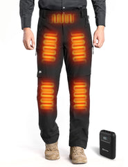 ANTARCTICA GEAR heated pants front view highlights five heating zones for all-day warmth.