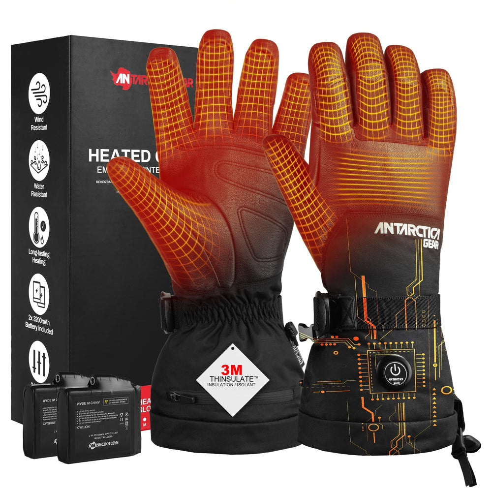 Antarctica Gear Pro heated gloves on snow delivering all-day warmth.