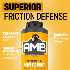 Anti Monkey Butt powder-dispense highlights breathable, talc-free protection against chafing.