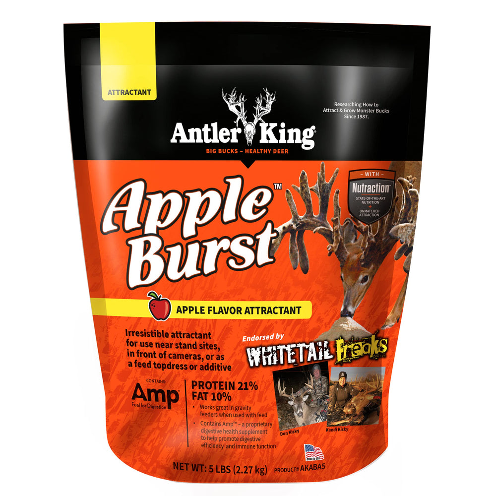 Antler King Apple Burst attractant bag open with strong scent to attract deer