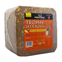 Antler King Apple-flavored attractant block releases a strong aroma to draw deer.