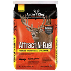 Antler King Attract-N-Fuel 20lb bag ready for year-round deer feeding.