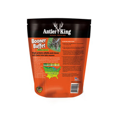 Antler King Booner Buffet seed blend close-up with large alfalfa leaves for nutrition
