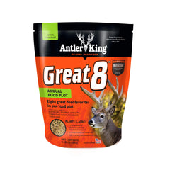 Antler King Great 8 seed mix bag boosts diverse forage for deer year-round.