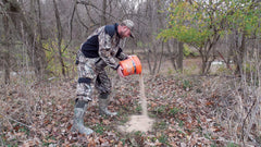 Distance view illustrating deer attraction to Antler King Lick Magic.