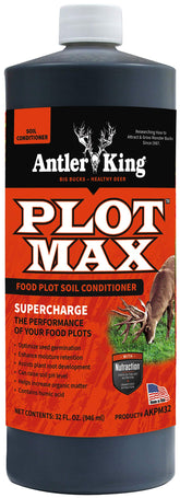 Antler King Plot Max 32oz bottle closeup showing compact packaging for convenient application
