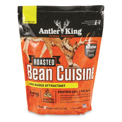 Antler King Roasted Bean Cuisine 5 lb bag attracting deer with roasted soy aroma for long-range attraction