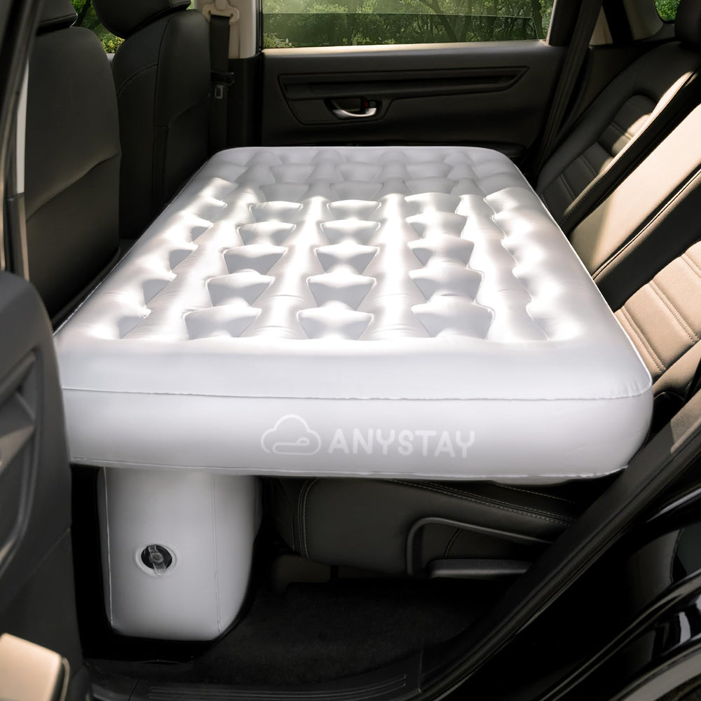 Anystay car back seat mattress with built-in pump enables quick setup for road trips.