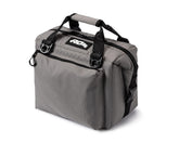AO Coolers Caravan Canvas Soft Cooler Charcoal front view; 12-can capacity for boating trips.