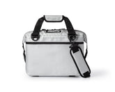 AO Coolers Expedition Carbon soft cooler in silver, closed for on-the-go cooling.