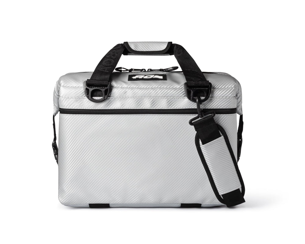 AO Coolers Expedition carbon soft cooler with removable shoulder strap for easy transport