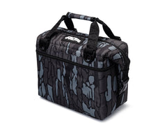 AO Coolers Mossy Oak TreBark 12-pack top view shows durable lid for outdoor cooling.