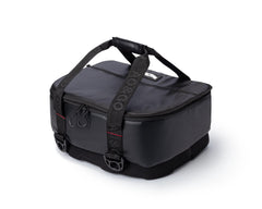 AO Coolers Stow N Go Carbon soft cooler closeup lid for quick access on the boat