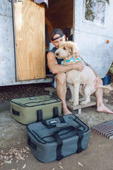 AO Coolers Stow-N-Go zipper detail highlights rugged YKK zippers for quick access.