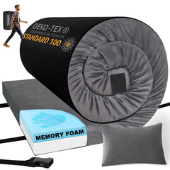 Aodisman 3-inch memory foam pad folded for compact, portable camping use.