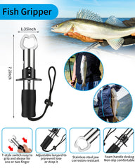 Side view of AOFUXTI Fishing Tool Kit in orange with scale
