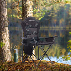 Aohanoi camping chairs 2-pack camo with cup holder for convenient drinks on the go.