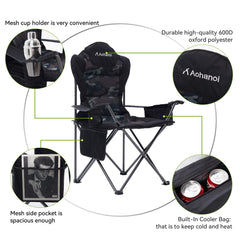 Aohanoi camping chairs camo with head pocket and storage for gear within reach.