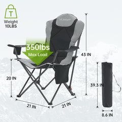 Aohanoi camping chair showing head pocket and storage for essentials