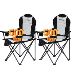 Aohanoi heavy-duty camping chair with cup holder for comfortable outdoor seating at campsites.