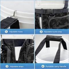 Aomiun fishing bucket bag 5-6 gallon compatibility supports versatile gear storage.