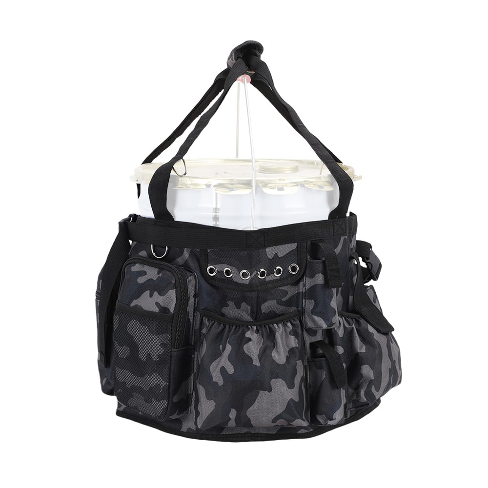 Aomiun fishing bucket bag main pocket keeps bait and batteries organized during trips.