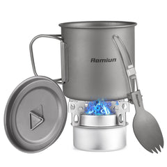 Aomiun titanium camping cup with 500ml capacity, ideal for hot beverages on the trail.