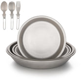 Aomiun titanium camping plate set with folding utensils for convenient outdoor dining