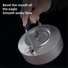 Open-fire heating with Aomiun titanium kettle for hot drinks on the go.