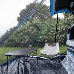 Aomxay SUV tent interior showcases 6 ft by 6.5 ft space for four.