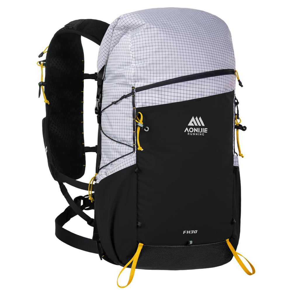 AONIJIE 30L backpack front view in white, a durable companion for day hikes and travel.