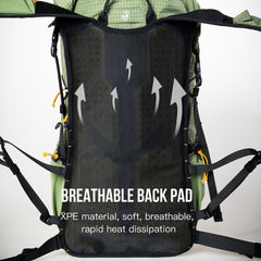 AONIJIE 30L hip and lumbar support white, steady load distribution for extended wearing.