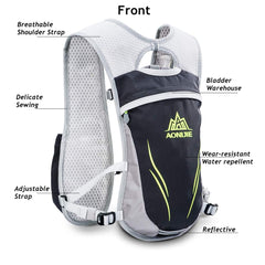 AONIJIE hydration vest bladder compartment shows organized hydration during activity.