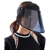 AOOOWER classical wide brim sun visor hat on model at the beach, providing shade and style.