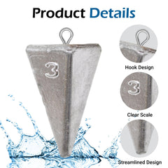 Lead fishing weights for surf and saltwater fishing