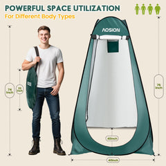 AOSION army green tent interior provides generous standing space for dressing.